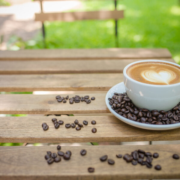 Latte Art coffee with coffee bean